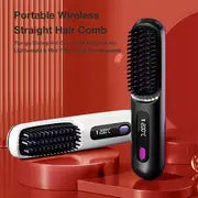 Wireless Hair Straightener Brush - Fast Heating Portable Curler