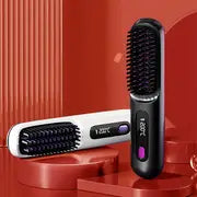 Wireless Hair Straightener Brush - Fast Heating Portable Curler