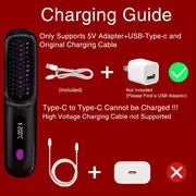 Wireless Hair Straightener Brush - Fast Heating Portable Curler