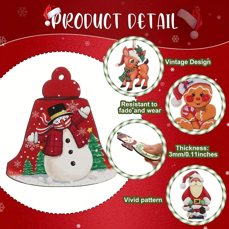 24pcs Christmas Wooden Ornaments Christmas